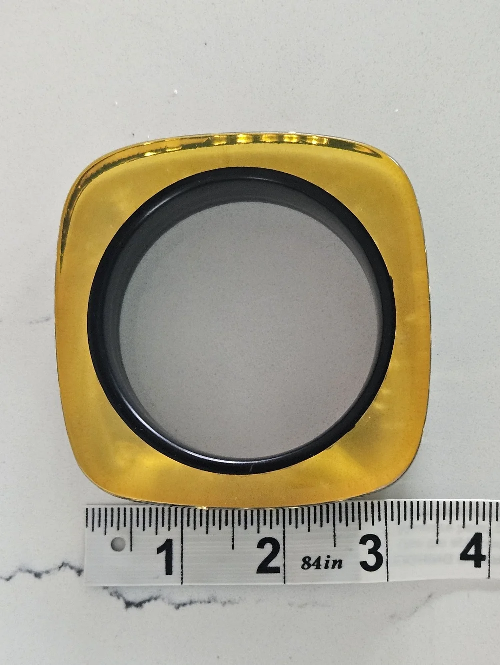 Rare Vintage Luxury Designer Black Yellow Greek Key Lucite Bangle Bracelet - Picture 6 of 14